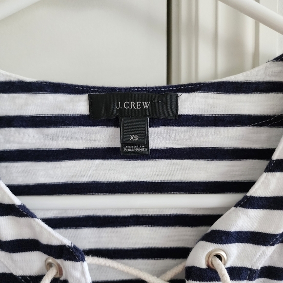 J. Crew Swingy Striped Poplin Lace Up Sailor T-Shirt - Picture 5 of 6